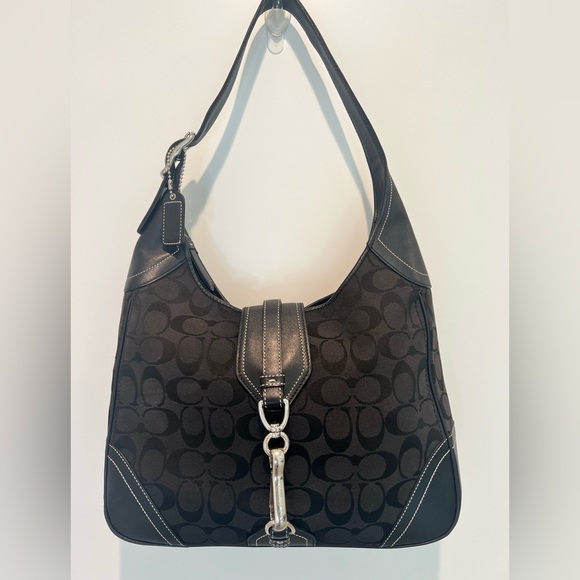 Coach Handbags - Coach Signature Jacquard With Leather Trim